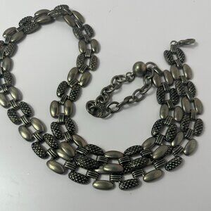 Vintage Gunmetal Chain Belt Textured Oval Links 90s Y2K Industrial Grunge